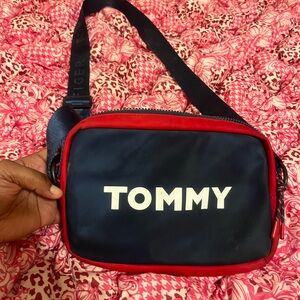 Tommy Hilfiger Navy and Red Belt Bag with White Logo
